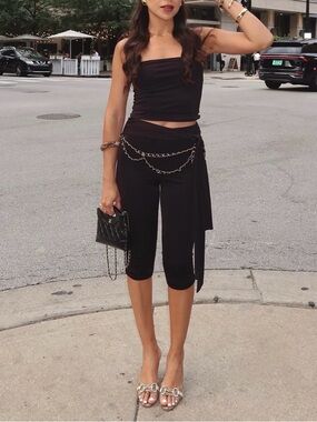 SHOWPO Black Tank Capri Set XS